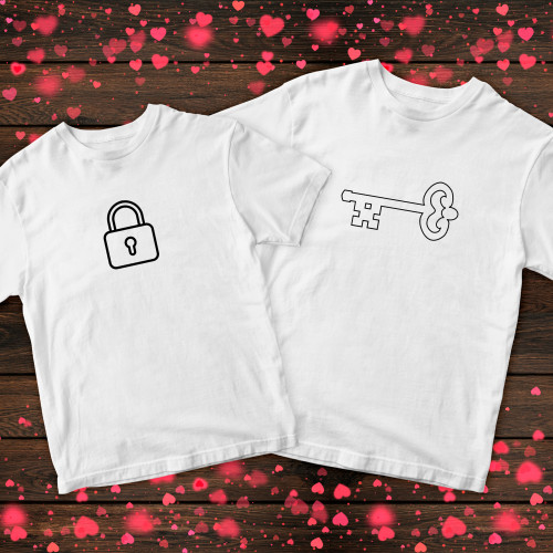 Парні футболки з принтом - Ключ і замок