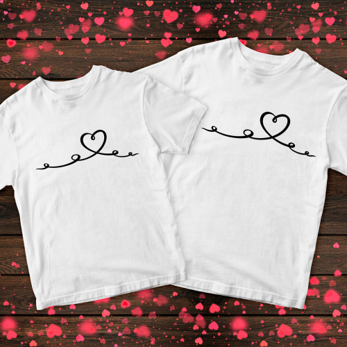 Парні футболки з принтом - Серце
