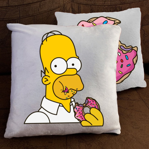 Подушка з принтом - Гомер і пончик