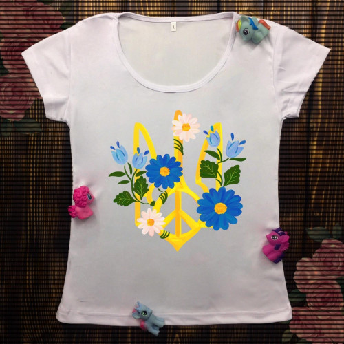 Жіноча футболка з принтом - Квітучий герб