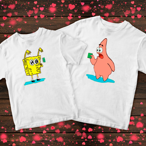 Парні футболки з принтом - Спанч Боб та Патрік