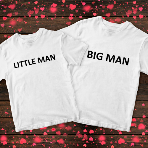 Парні футболки з принтом - Little man/Big man