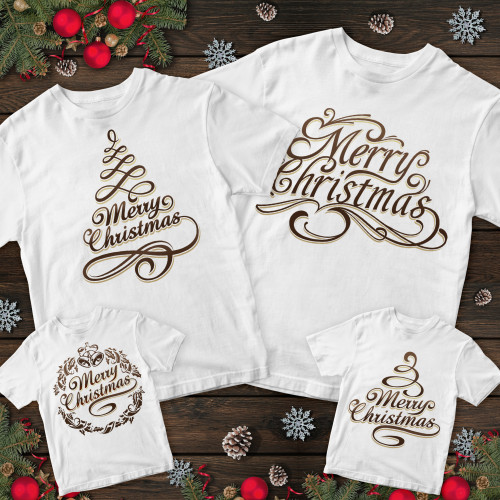 Сімейні футболки з принтом - Merry Christmas 