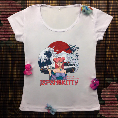Жіноча футболка з принтом - Japan Kitty