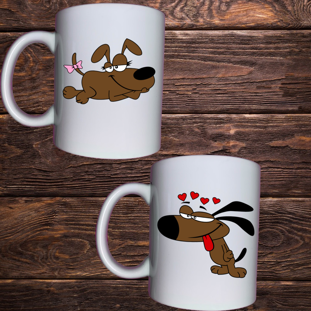 Чашки з принтом - Закохані собачки