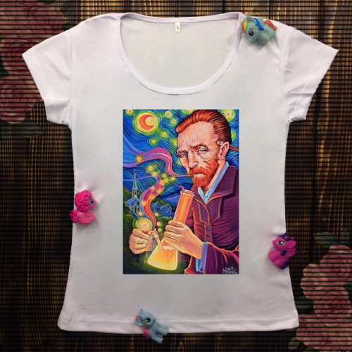 Жіноча футболка з принтом - Ван Гог і Бонг