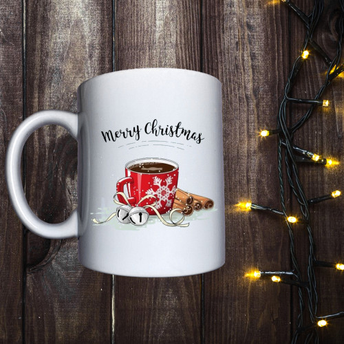Чашка з принтом - Кова з корицьою - Merry Christmas
