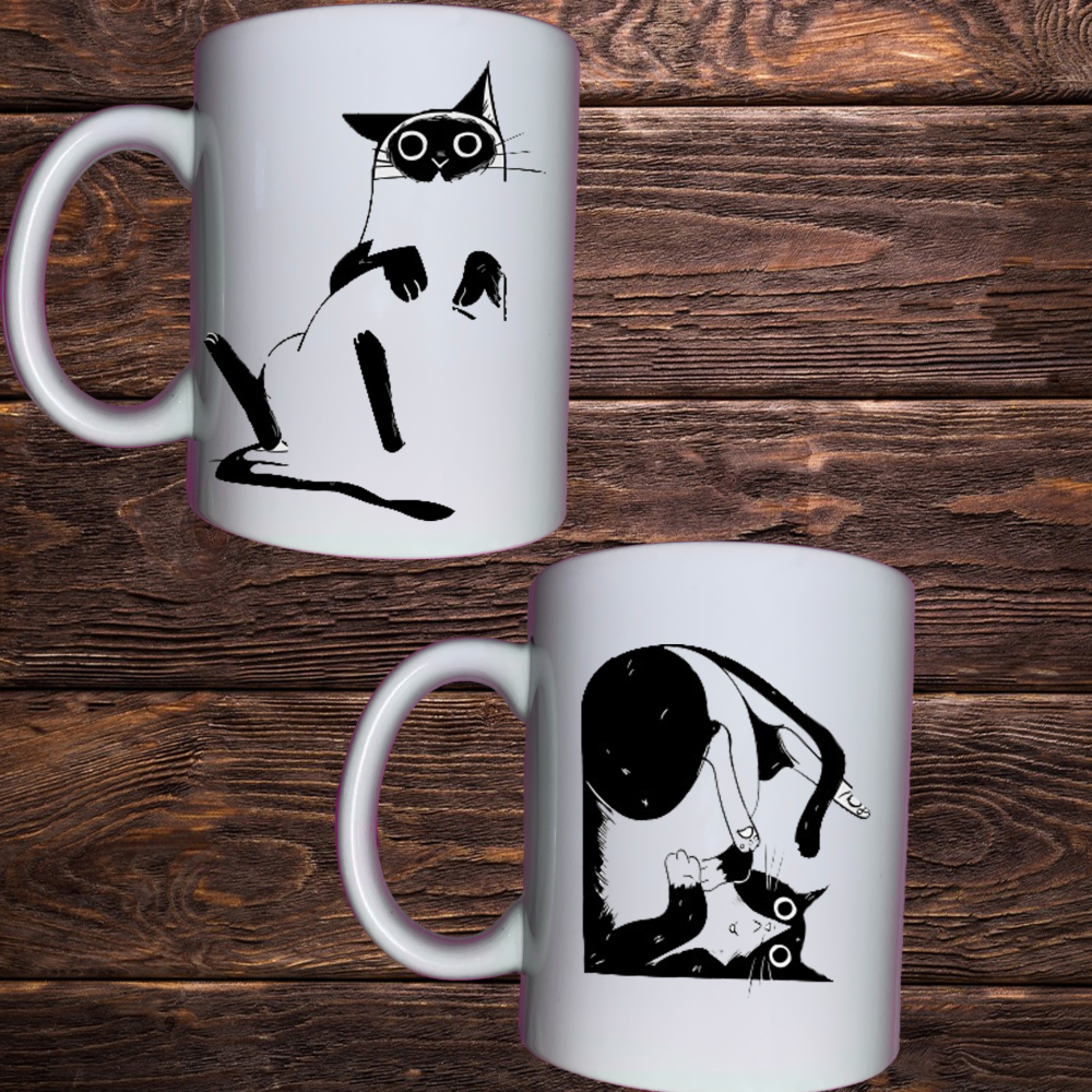 Чашки з принтом - Коти граючі