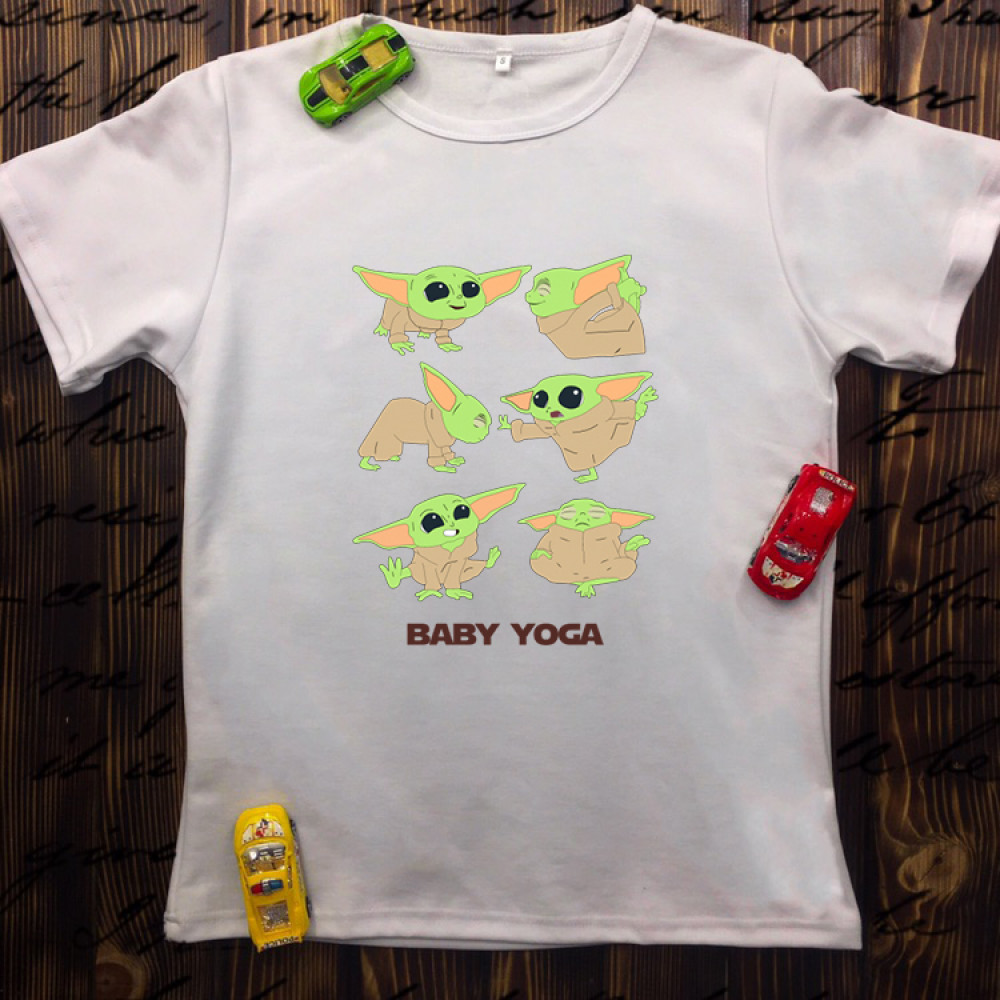 Чоловіча футболка з принтом - Малюк Йода (йога)