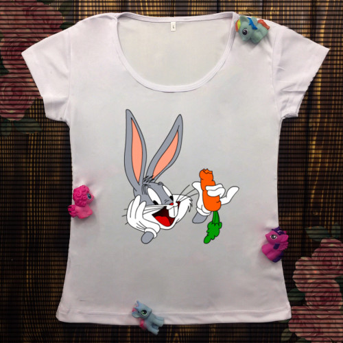 Жіноча футболка з принтом - Багз Банні з морквою