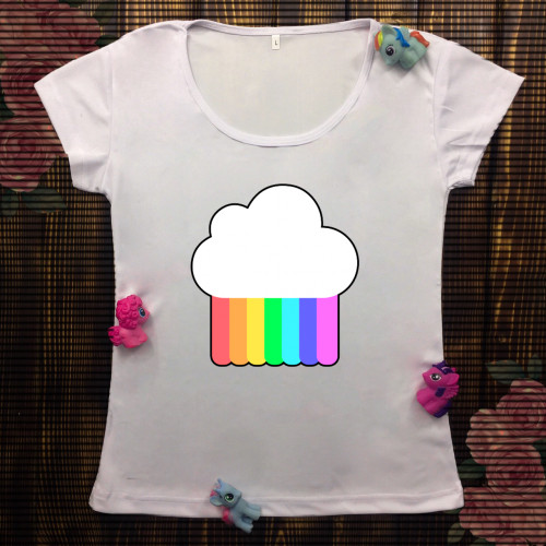 Жіноча футболка з принтом - Райдужна хмара