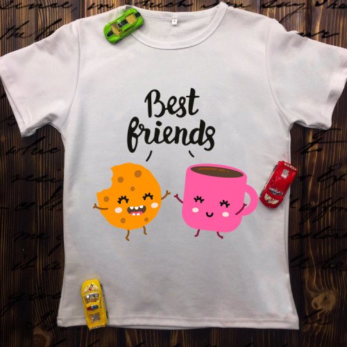 Чоловіча футболка з принтом - Best Friends. Чай і печеньки