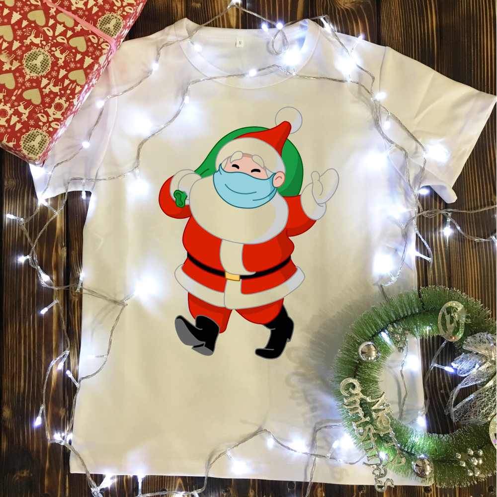 Чоловіча футболка з принтом - Санта в масці