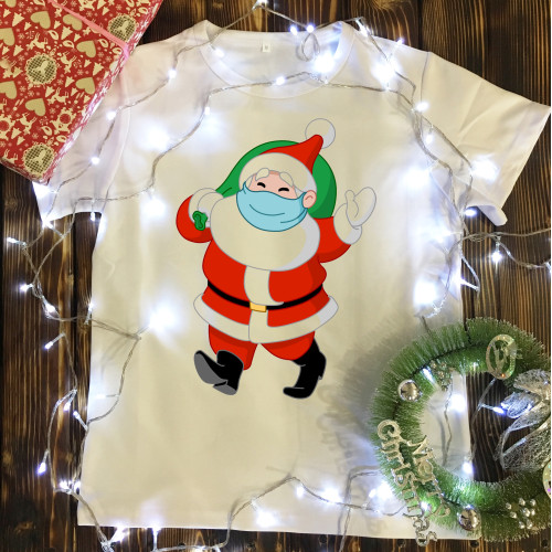 Чоловіча футболка з принтом - Санта в масці