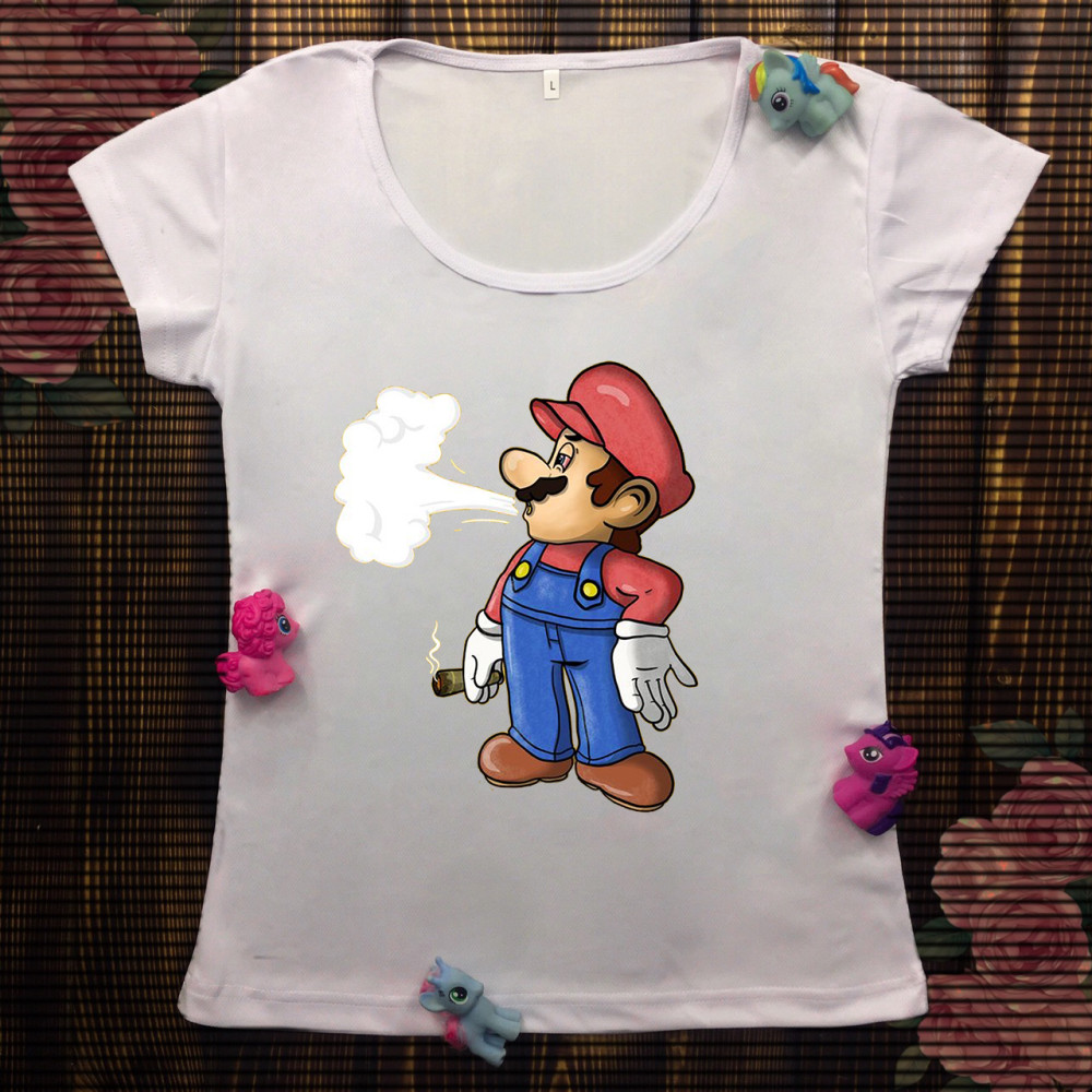 Жіноча футболка з принтом - Курящий Маріо