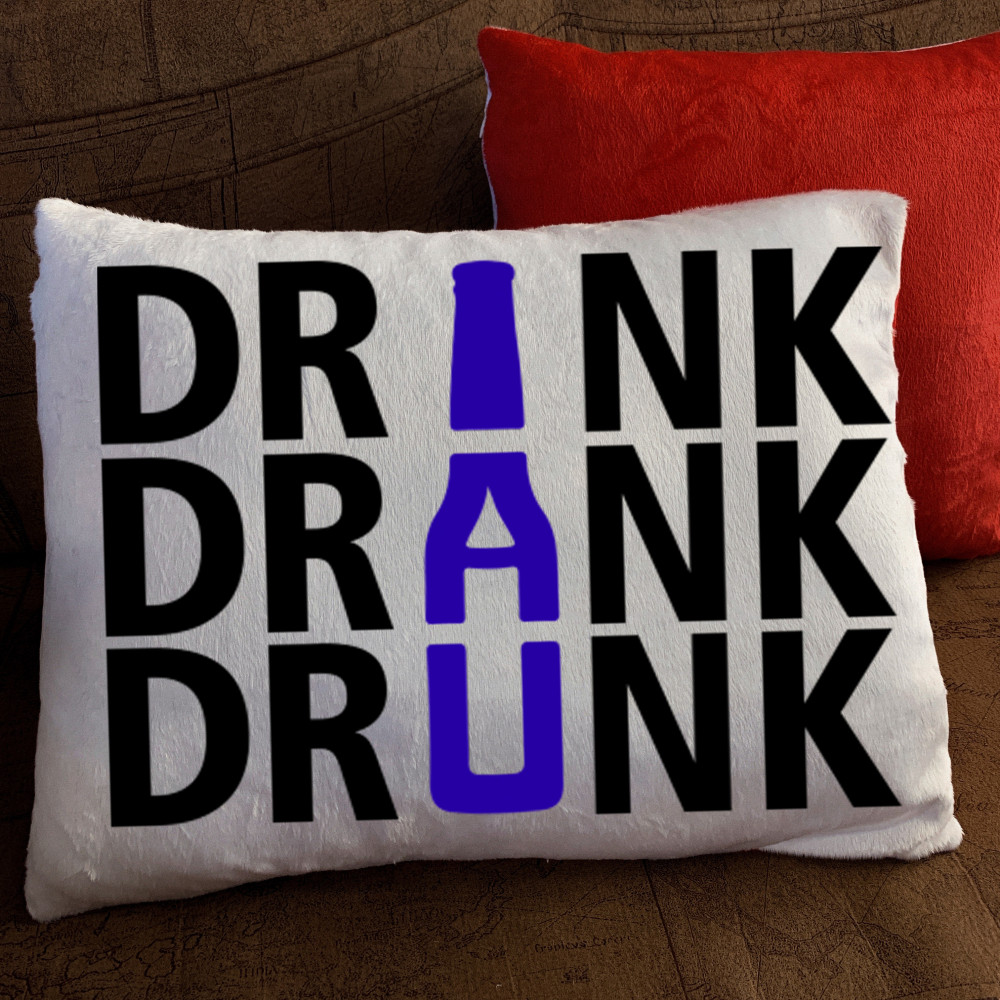 Подушка з принтом - Drink / Drank / Drunk