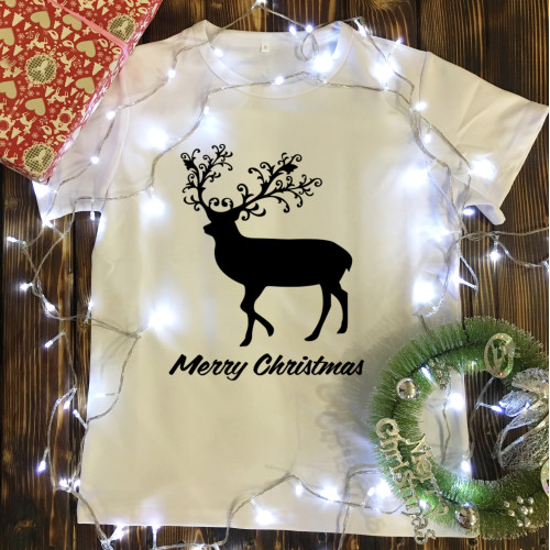 Чоловіча футболка з принтом - Merry Christmas - олень