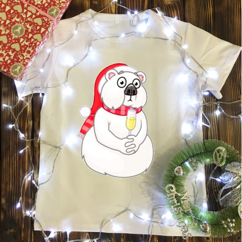 Чоловіча футболка з принтом - Мішка-сніговик