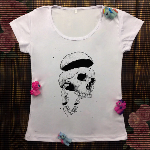 Жіноча футболка з принтом - Розбитий череп