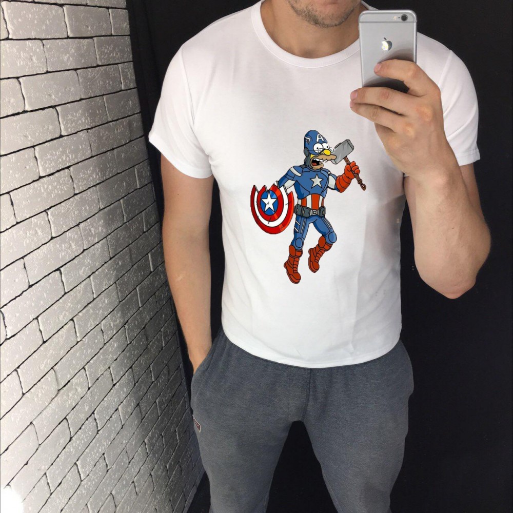 Чоловіча футболка з принтом - Simpson - Captain Marvel