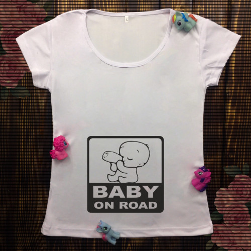 Жіноча футболка з принтом - Baby on road