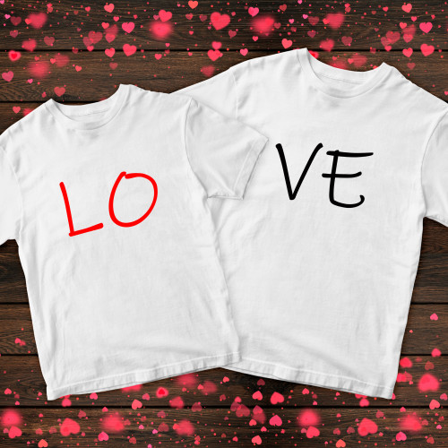 Парні футболки з принтом - Love