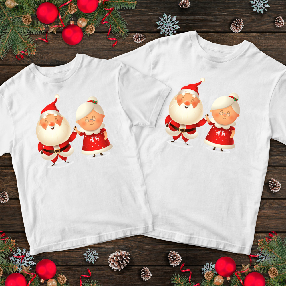 Парні футболки з принтом - Дід і Бабуся мороз -3