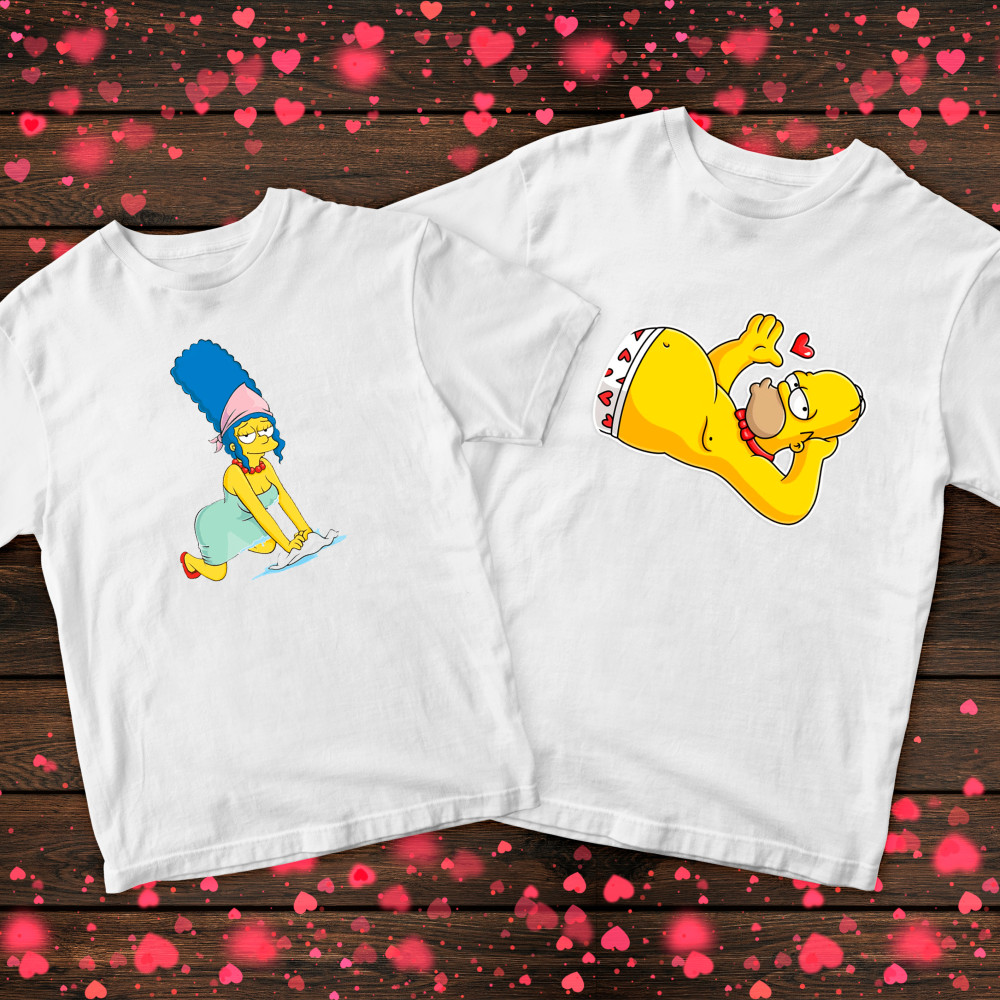 Парні футболки з принтом - Simpsons - сімейний побут