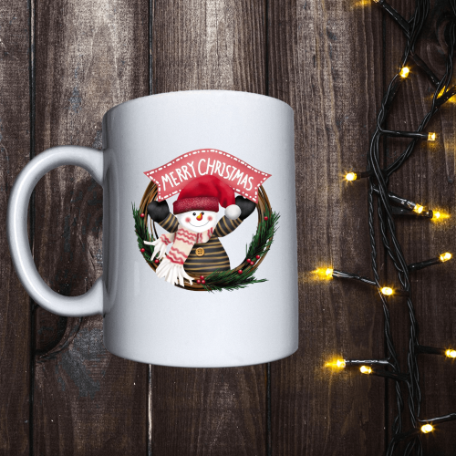 Чашка з принтом - Вінок - Merry Christmas