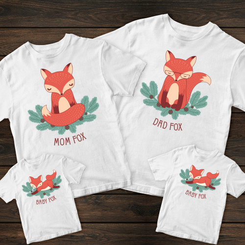 Сімейні футболки з принтом - Сім'я лисиць