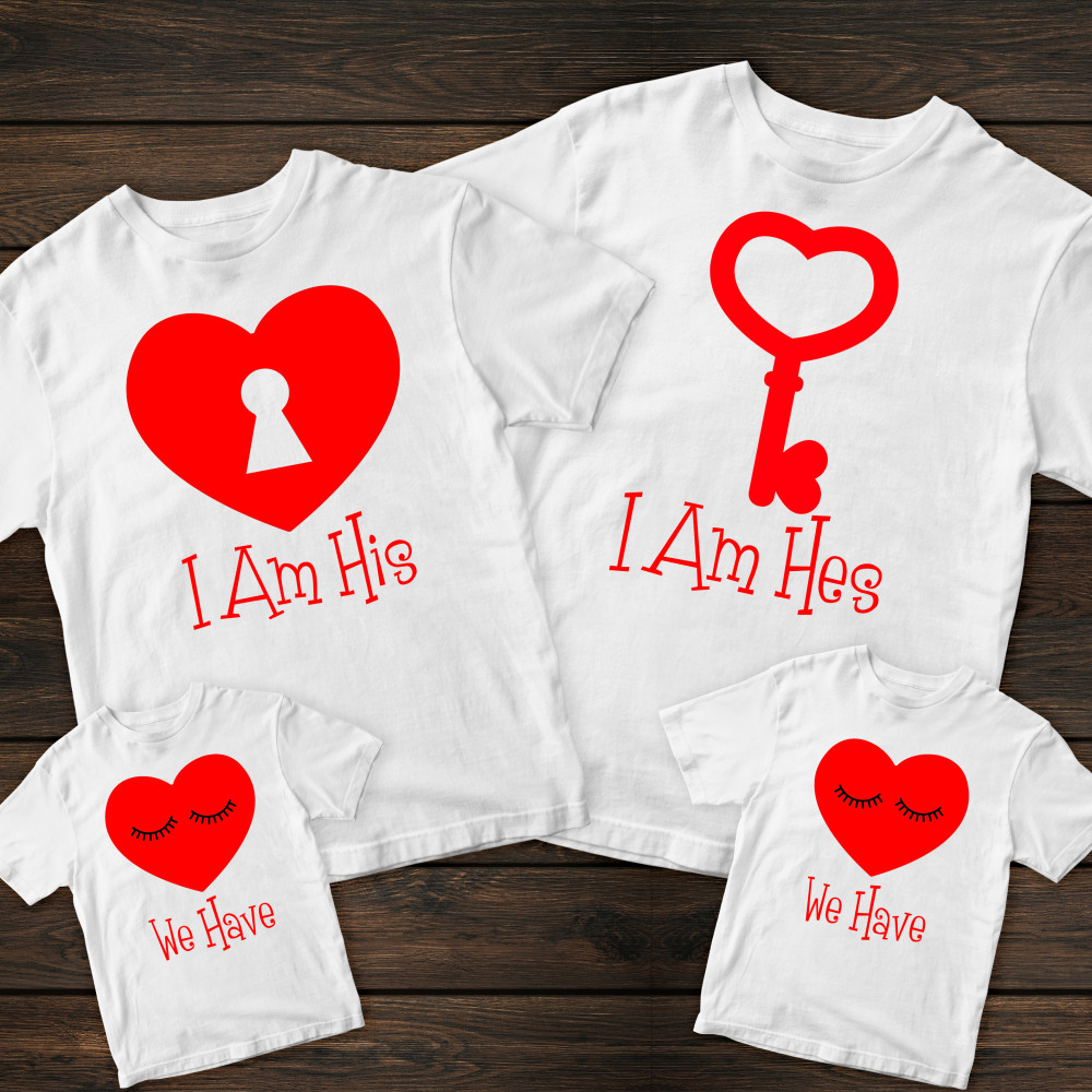 Сімейні футболки з принтом - I am his/hes. We have