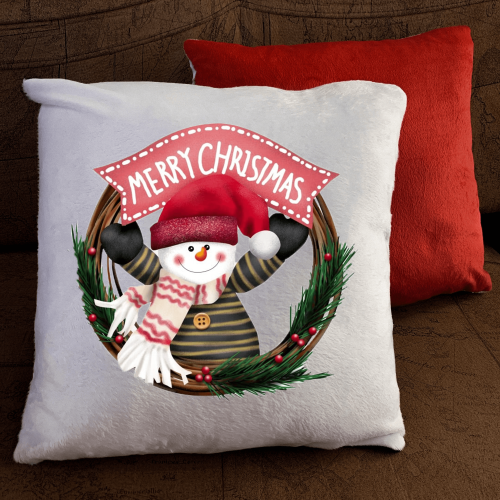 Подушка з принтом - Вінок - Merry Christmas