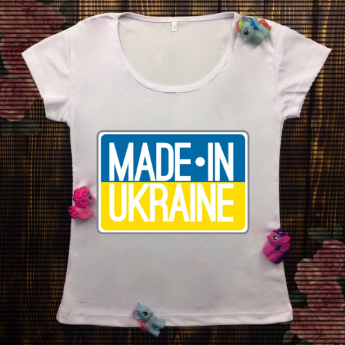 Жіноча футболка з принтом - Made in Ukraine прямокутник