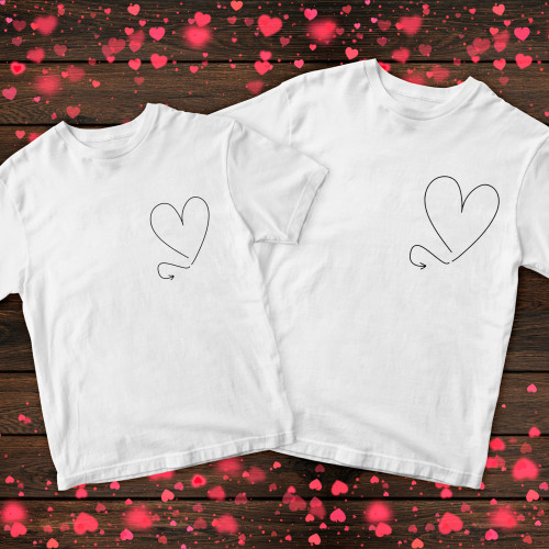 Парні футболки з принтом - Серце