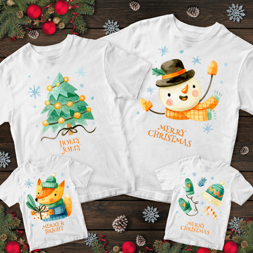 Сімейні футболки з принтом - Merry Christmas 