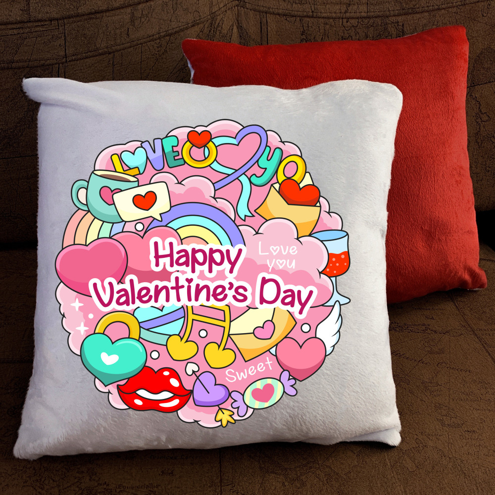 Подушка з принтом - Happy Valentines Day