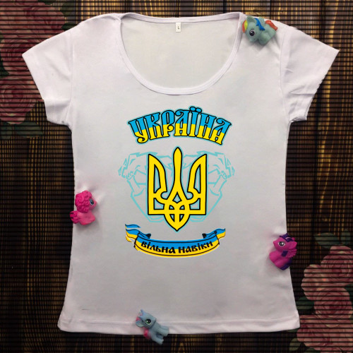 Жіноча футболка з принтом - Україна вільна навіки