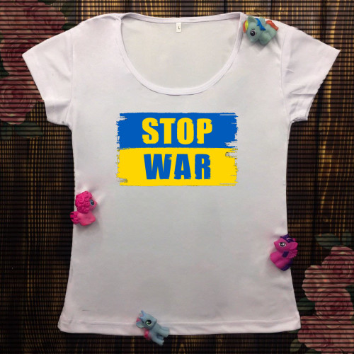 Жіноча футболка з принтом - Stop war 