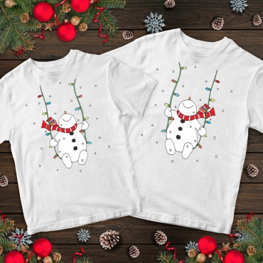 Парні футболки з принтом - Сніговики Парні футболки з при...