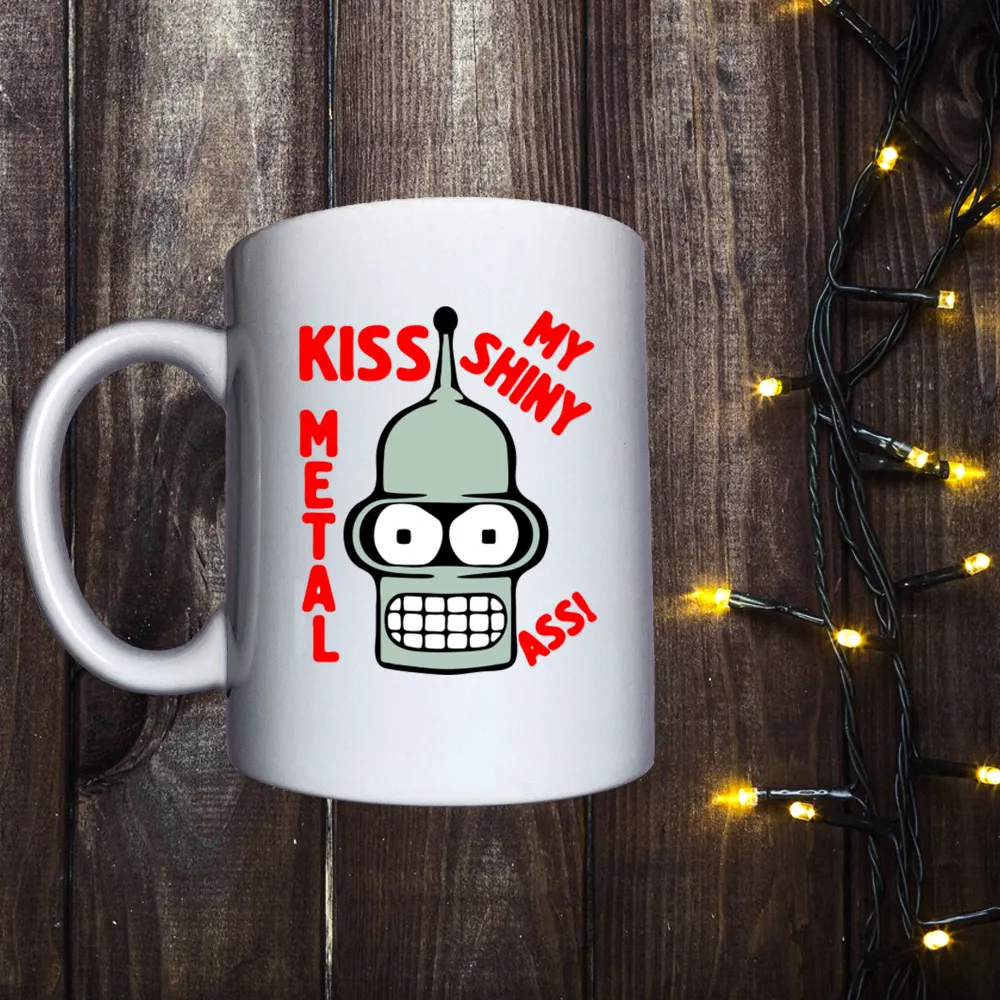 Чашка з принтом - Бендер. Kiss my shiny metal ass!