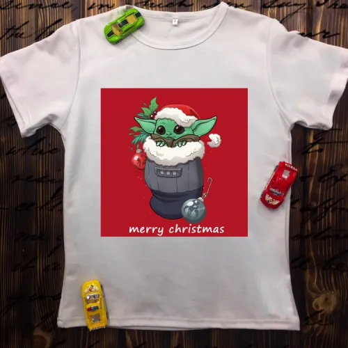 Чоловіча футболка з принтом - Baby yoda - merry christmas