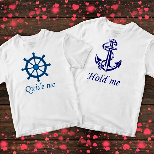 Парні футболки з принтом - Quide me. Hold me