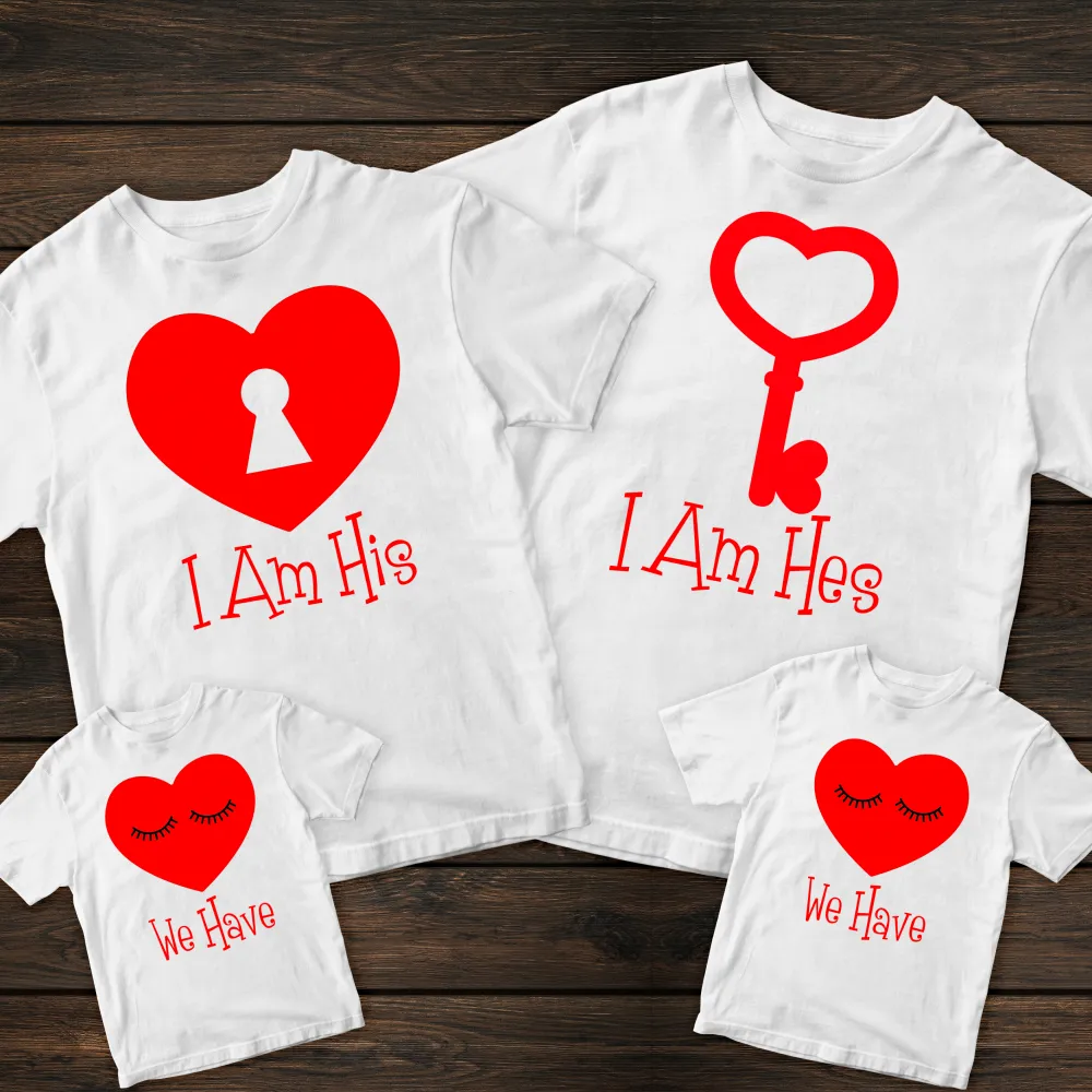 Сімейні футболки з принтом - I am his/hes. We have
