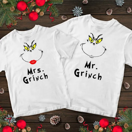 Парні футболки з принтом - Grinch