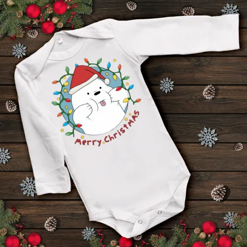 Дитячий боді з принтом - Merry Christmas